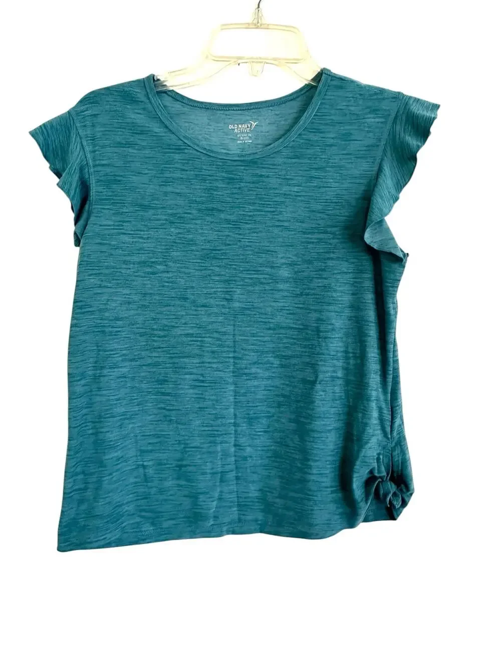 Old Navy Active shirt with ruffle sleeves teal size XL